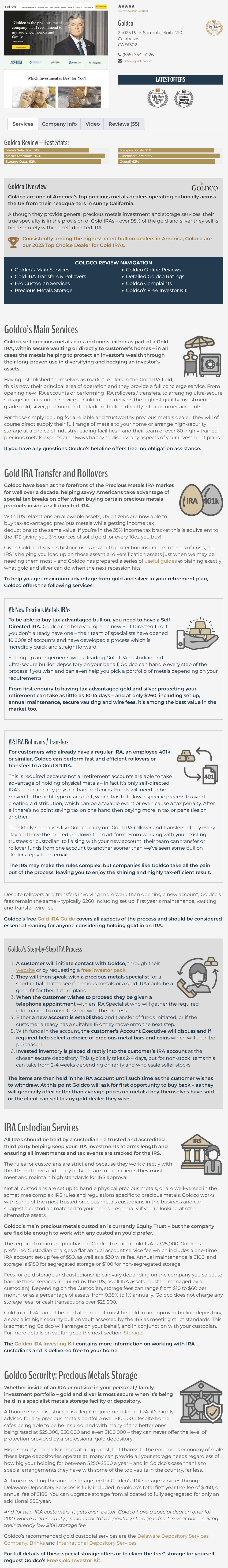 goldco as an example of premium listing main tab